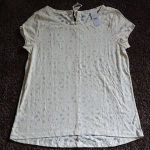 NEW Ann Taylor LOFT Ivory Floral Cutout Top S